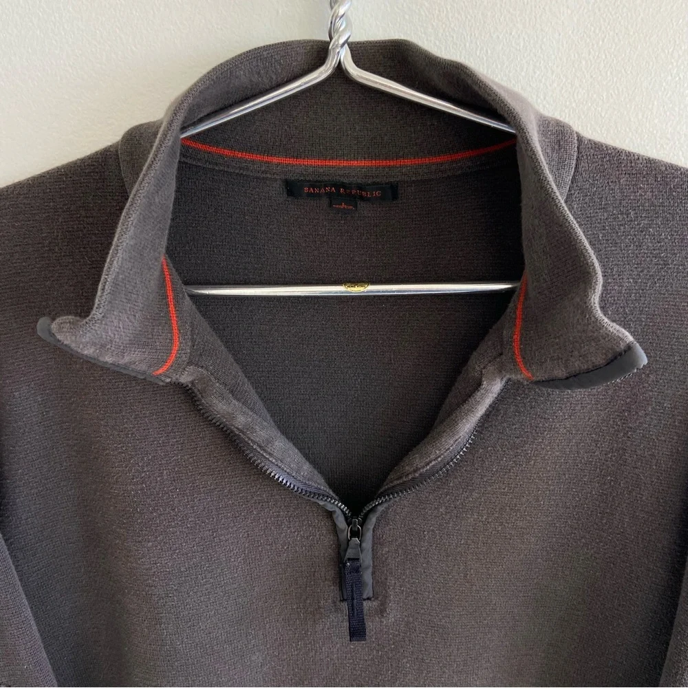 Banana Republic Men's 100%‎ Heavy Cotton Zip-Up Sweater Taupe L